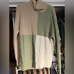 Entro Colorblock Turtleneck Sweater